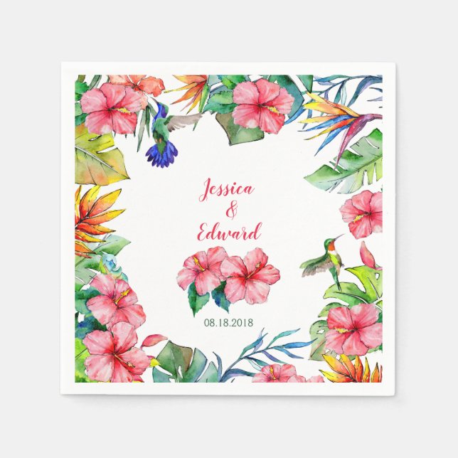 Serviette En Papier Hibiscus tropical Mariage hawaïen (Devant)