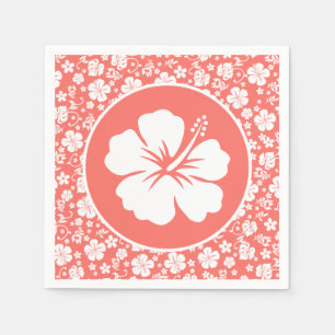 Serviette En Papier Hibiscus tropical sur le corail