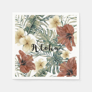 Serviette En Papier Hibiscus tropicaux vintage Plumeria Floral Aloha