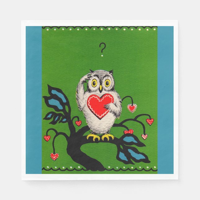 Serviette En Papier hibou de Valentine (Devant)