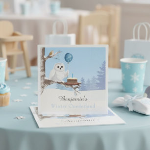 Serviette En Papier Hibou des neiges Anniversaire Winter ONEdeland