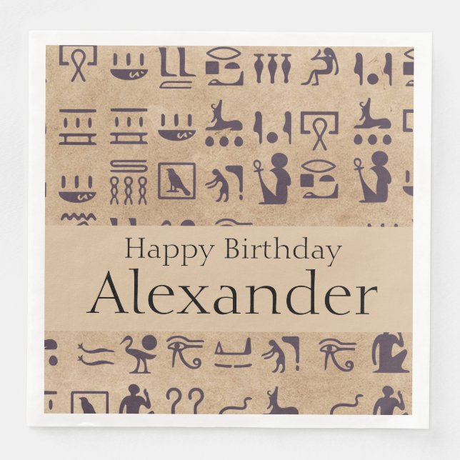 Serviette En Papier Hiéroglyphes égyptiens anciens Art sur parchemin (Devant)