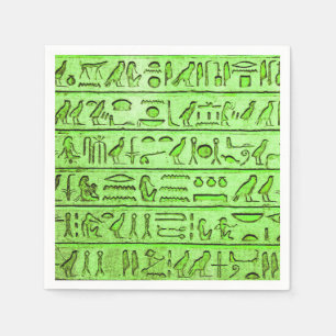 Serviette En Papier Hiéroglyphes égyptiens anciens Vert