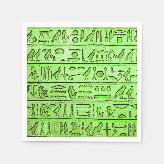 Serviette En Papier Hiéroglyphes égyptiens anciens Vert (Devant)