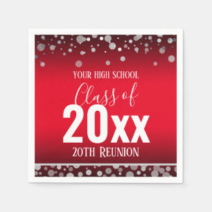 Serviette En Papier High School Réunion Élégante Confetti Rouge