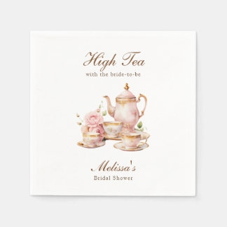 Serviette En Papier High Tea Pastel Gold Bridal Shower