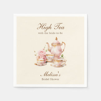 Serviette En Papier High Tea Pastel Yellow Gold Bridal Shower