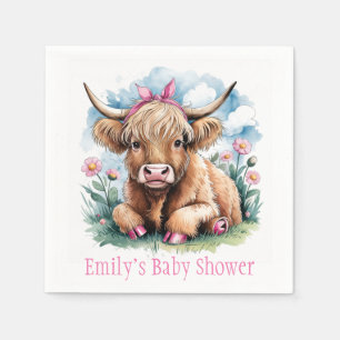 Serviette En Papier Highland Cow Baby shower Bliss