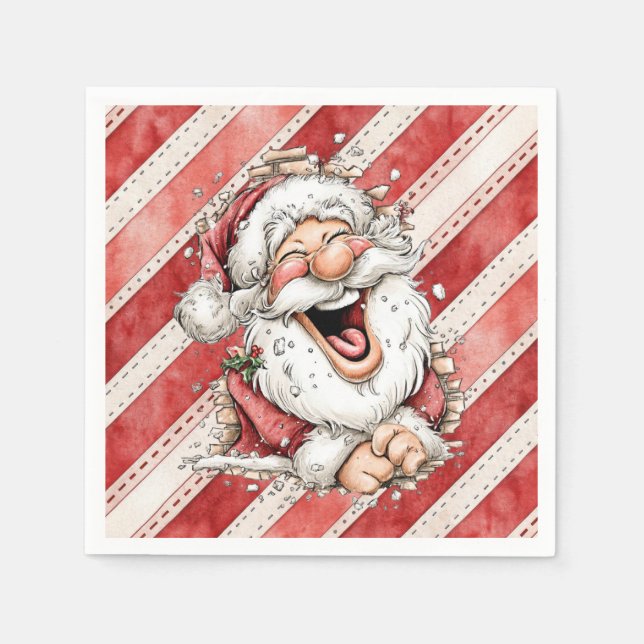Serviette En Papier Hilarious Laughing Santa Claus (Devant)