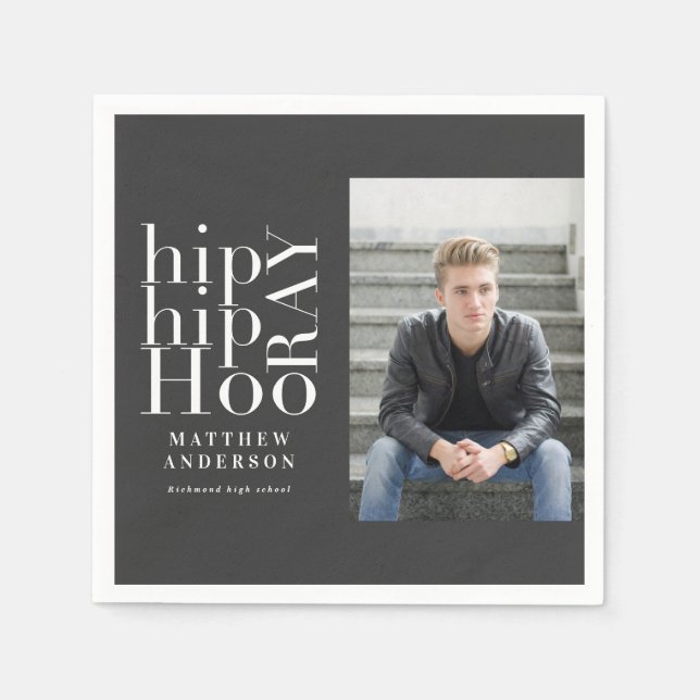 Serviette En Papier Hip hip hourra fête de remise de diplômes photo (Devant)