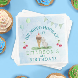Serviette En Papier Hip Hippo Hooray fête d'anniversaire