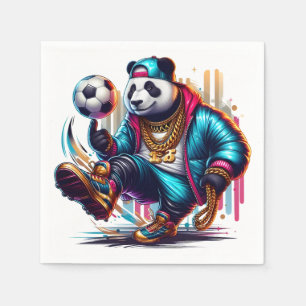 Serviette En Papier Hip Hop Panda Football de Soccer d'Été Sports