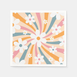 Serviette En Papier Hippie florale Super rétro couleur soleil margueri