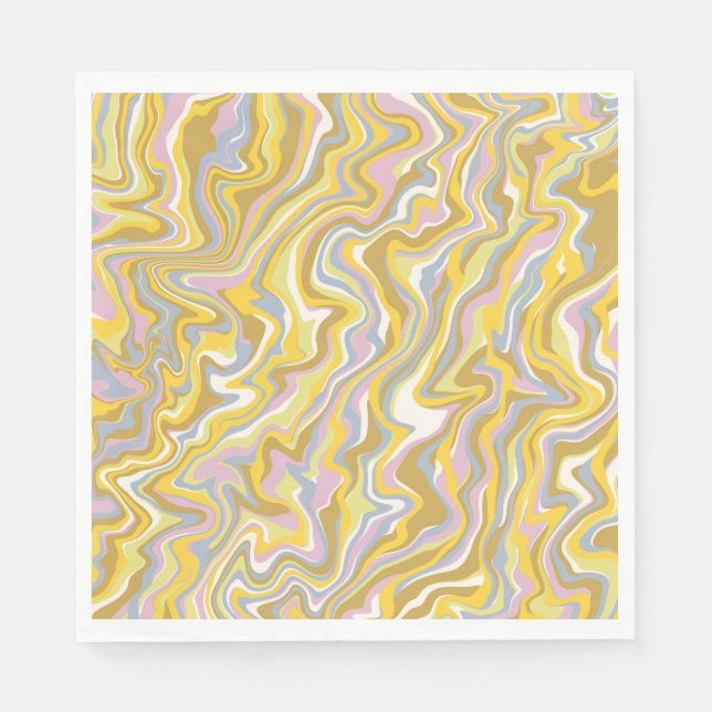 Serviette En Papier Hippie les années 70 Marbre Vert Liquide Swirl Boh (Devant)