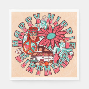 Serviette En Papier Hippie Retro couleurs Vintages Anniversaire
