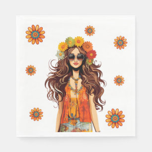 Serviette En Papier Hippie super Hippie 1970 à thème fête d'anniversai