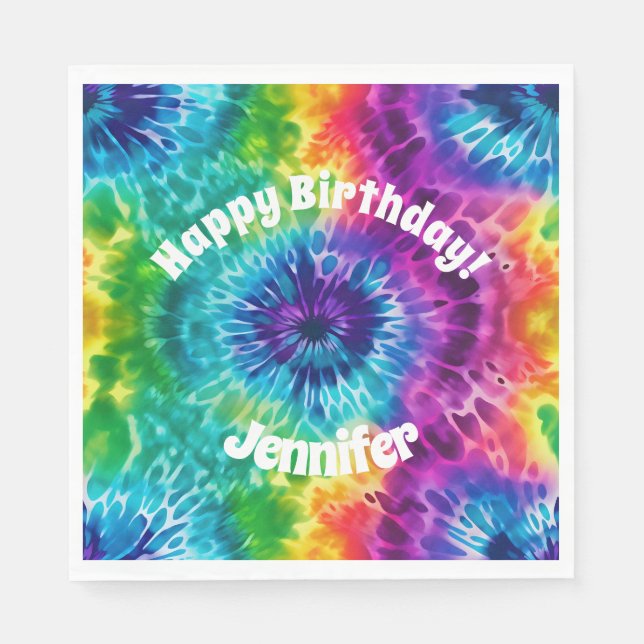 Serviette En Papier Hippie Tie Dye Anniversaire Papier Napkin (Devant)