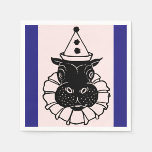 Serviette En Papier hippo dans un casquette de fête