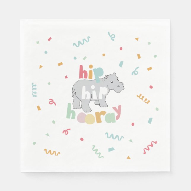 Serviette En Papier Hippo fête d'anniversaire Hippo Hippopotamus (Devant)
