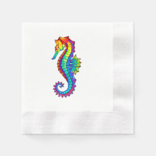 Serviette En Papier Hippocampe polygonal arc-en-ciel