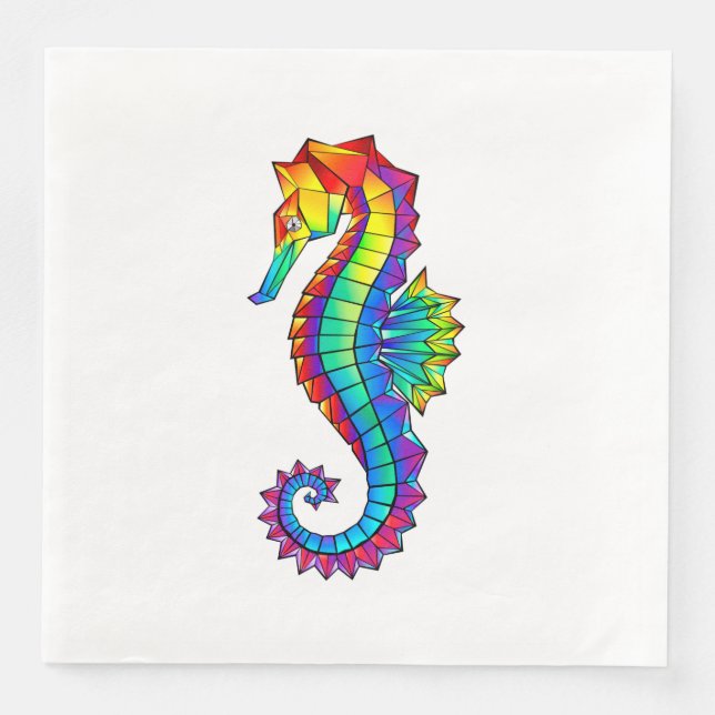Serviette En Papier Hippocampe polygonal arc-en-ciel (Devant)