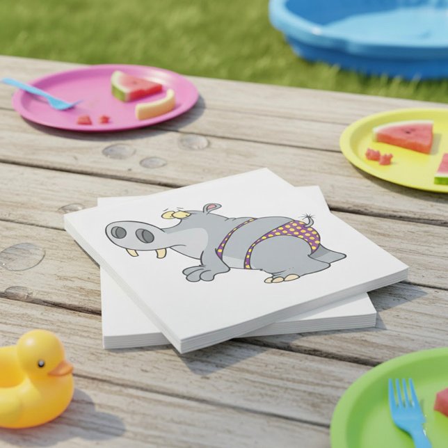 Serviette En Papier Hippopotame En Bikini (Créateur téléchargé)