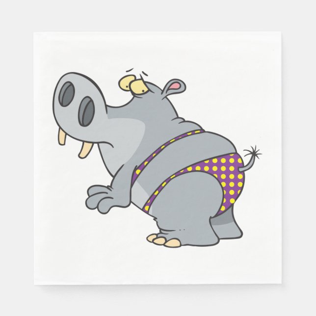 Serviette En Papier Hippopotame En Bikini (Devant)