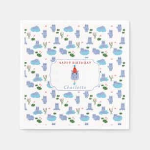 Serviette En Papier Hippopotame Mignon Hip Hippo Hourra Anniversaire E