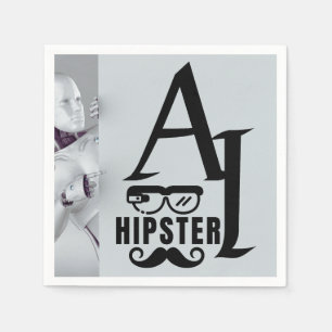 Serviette En Papier Hipster IA avec lunettes portatives et moustache