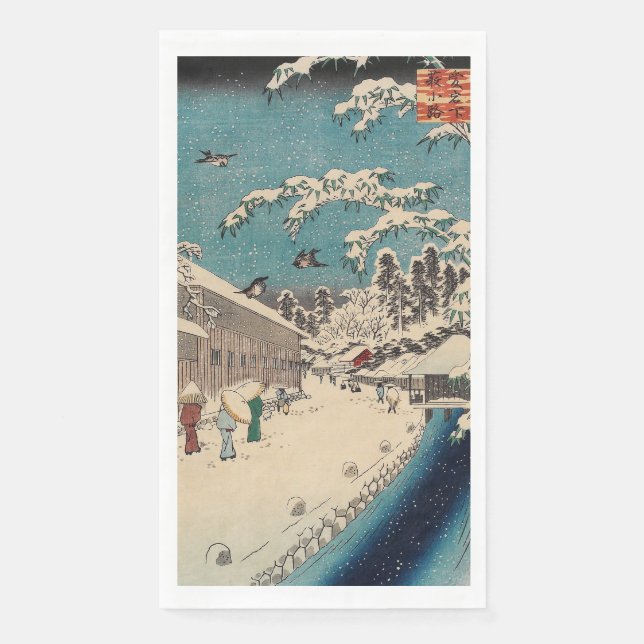 Serviette En Papier Hiroshige hiver paysage Japon pays (Devant)