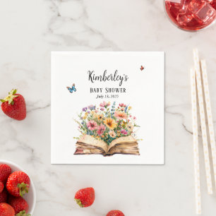 Serviette En Papier Histoire Nouveau Chapitre Fête de Naissance Fleur