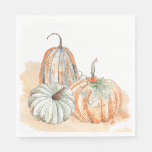 Serviette En Papier Hiver Aquarelle Citrouilles Thanksgiving