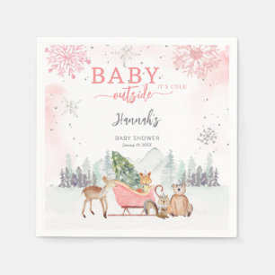 Serviette En Papier Hiver Bébé boisé Il fait froid dehors Baby shower