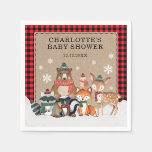 Serviette En Papier Hiver Bois Animaux Baby shower 1er anniversaire