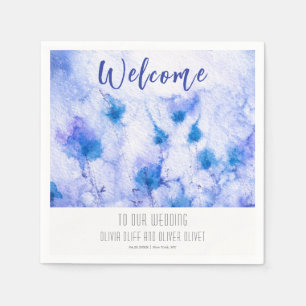 Serviette En Papier Hiver Jardin bleu Mariage Bienvenue
