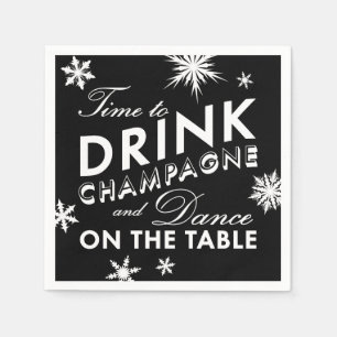 Serviette En Papier Hiver Napkin Le temps de boire du champagne