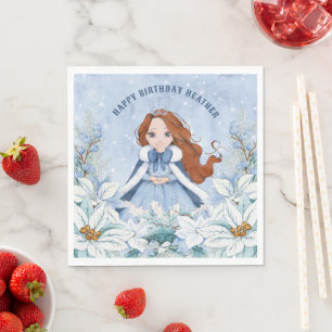 Serviette En Papier Hiver neige Red Haired Princess Anniversaire