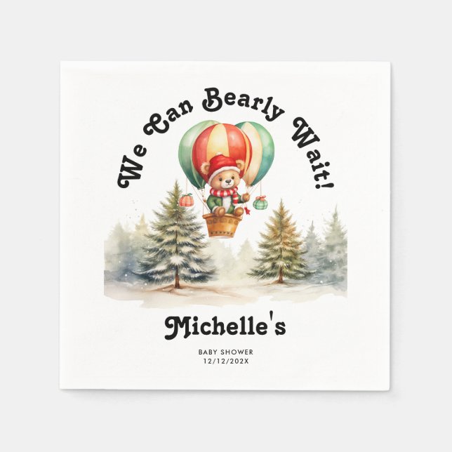 Serviette En Papier Hiver Nous pouvons attendre le Baby shower de Noël (Devant)