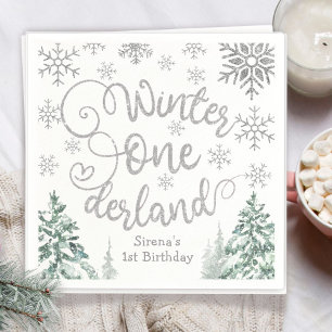 Serviette En Papier Hiver ONE derland 1er anniversaire Neige Forêt d'h