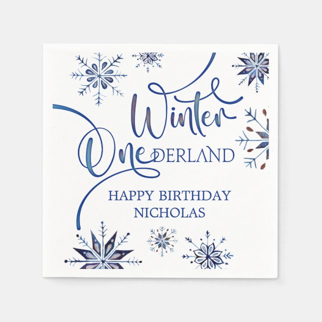 Serviette En Papier Hiver Onederland 1er anniversaire (Devant)