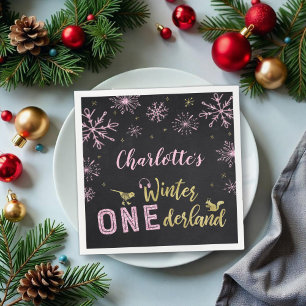 Serviette En Papier Hiver Onederland Anniversaire serviettes Snowflake