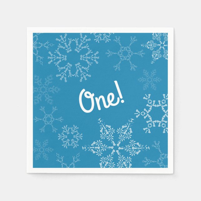 Serviette En Papier Hiver Onederland Flocon de neige 1ère fête d'anniv (Devant)