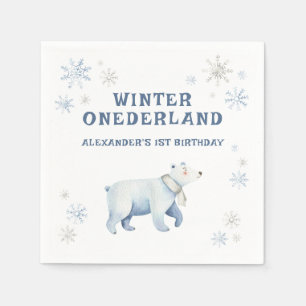 Serviette En Papier Hiver Onederland Ours Polaire 1er Anniversaire
