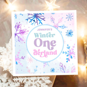 Serviette En Papier Hiver Onederland Snowflakes Fille Neige Anniversai