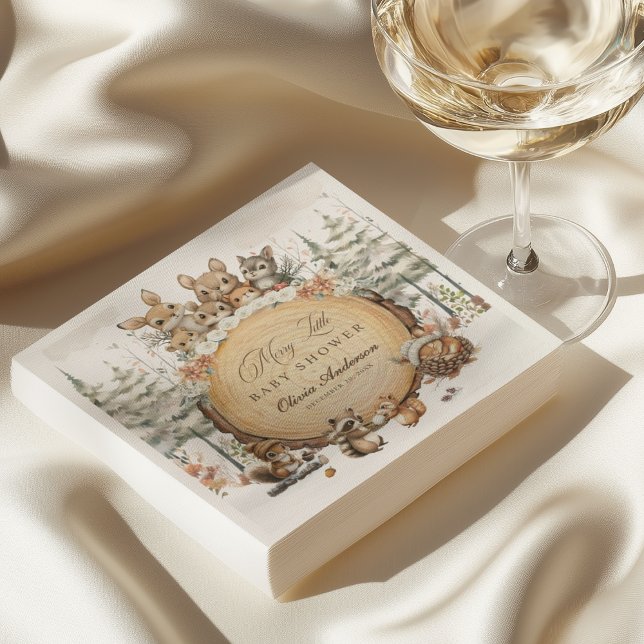 Serviette En Papier Hiver Wonderland Baby shower des animaux de bois (Créateur téléchargé)