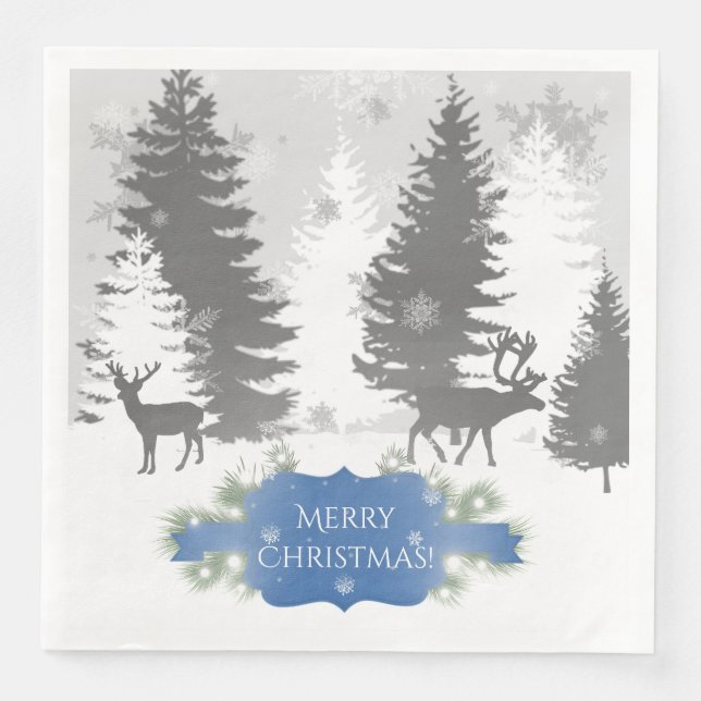 Serviette En Papier Hiver Wonderland Papier Napkin - Bleu (Devant)