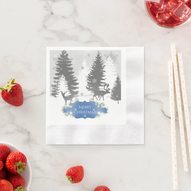 Serviette En Papier Hiver Wonderland Papier Napkin - Bleu (En situation)