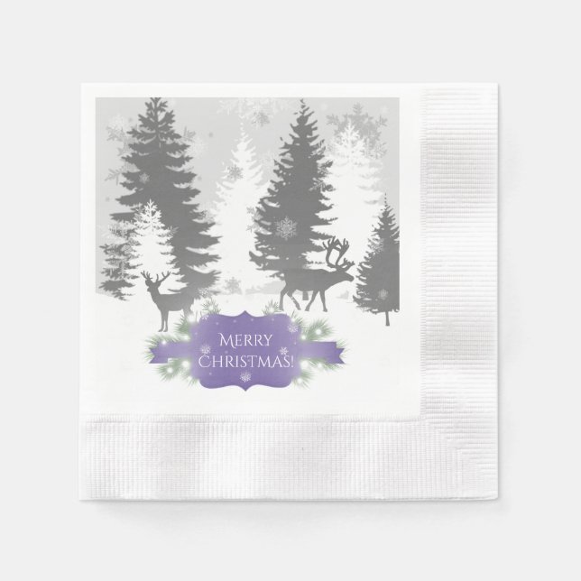 Serviette En Papier Hiver Wonderland Papier Napkin - violet (Devant)