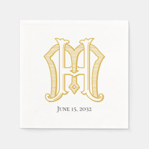 Serviette En Papier HM Monogramme ou MH Monogram Napkins