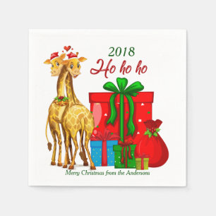 Serviette En Papier Ho Ho Ho Giraffes de Noël